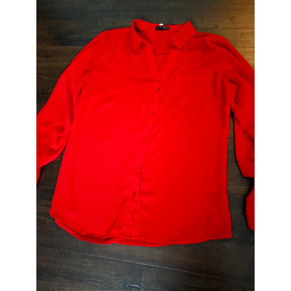 The Limited Red Button-Down Blouse Size SMALL